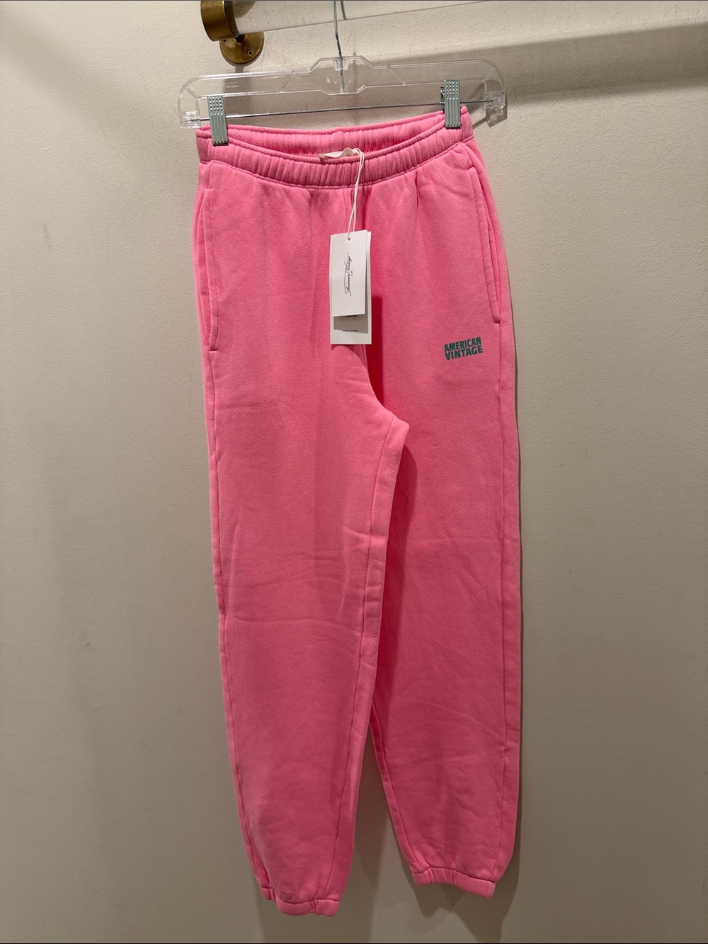 American Vintage Bubblegum Pink Fleece Joggers.  NWT